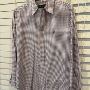 Ralph Lauren Men's Pink and Navy Plaid Shirt